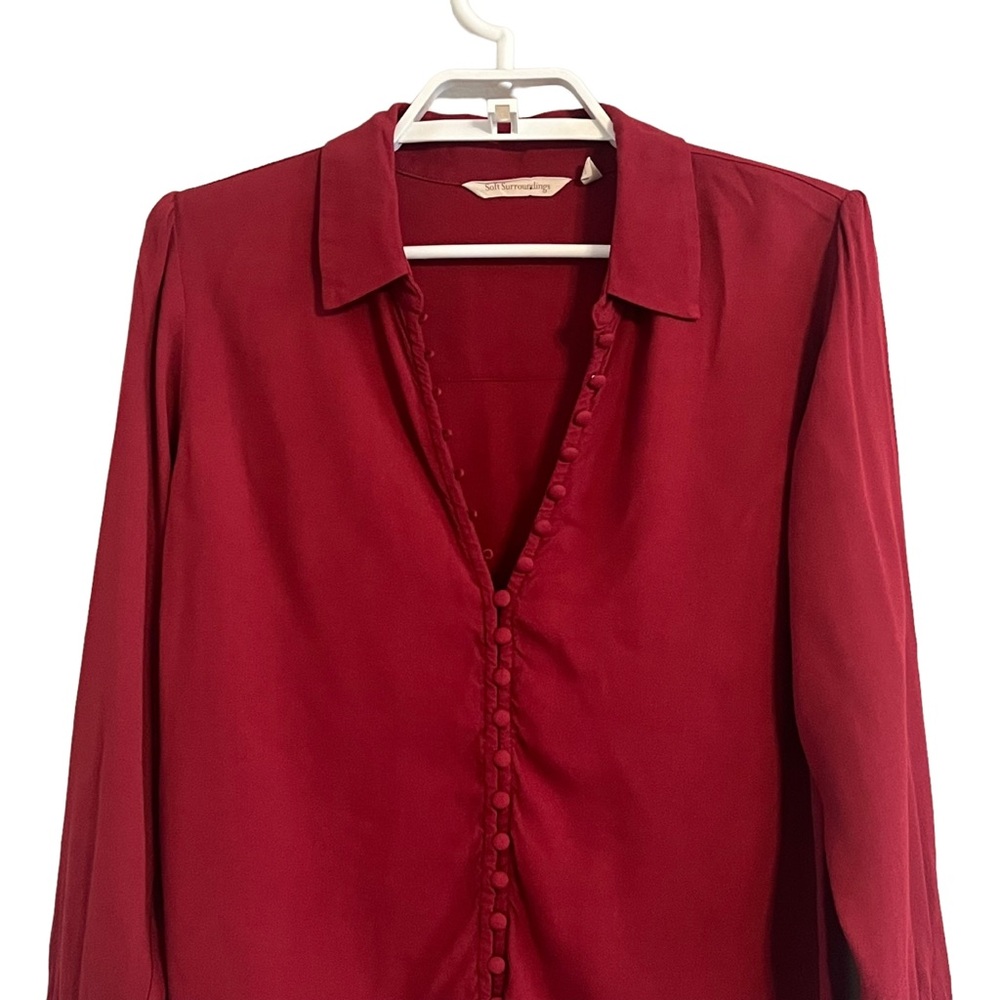 Soft Surroundings Button Down Ruffle Cuff Blouse - image 2